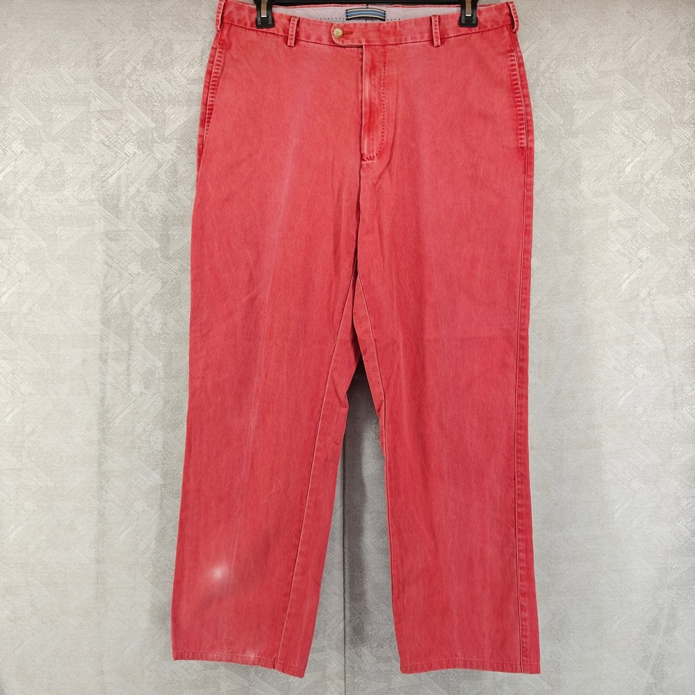 Peter Millar Chino Pants Mens 35 Red Solid Pima Cotton Straight Leg Flat Front